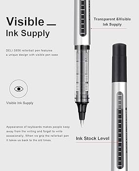 Amazon | deli 12本パック ブラック ボールペン 細字 0.5mm 液体